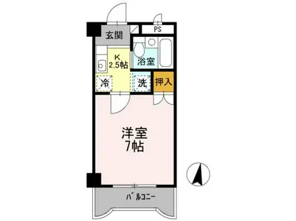 カナンハイツ大元(1K/5階)の間取り写真