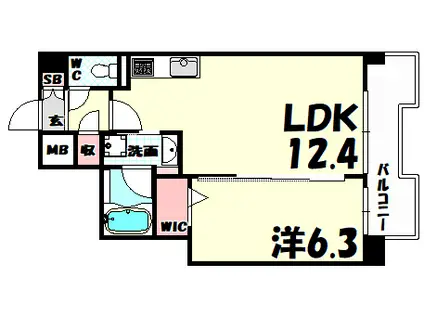 L・ISOBE三宮(1LDK/3階)の間取り写真