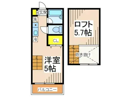 ルアンカパル(1K/2階)の間取り写真