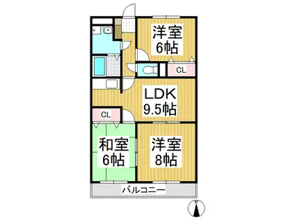 カメリアガーデン(3LDK/2階)の間取り写真