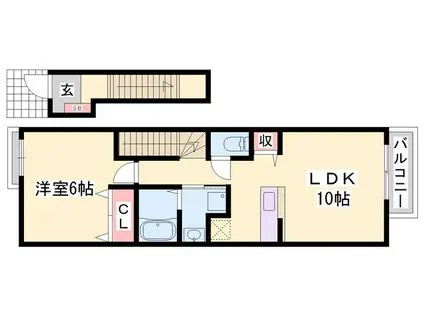 カーサ エレガンテ II(1LDK/2階)の間取り写真
