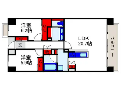 MAGNIFIQUE北桜塚(2LDK/2階)の間取り写真