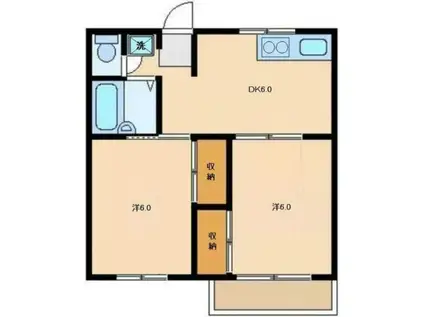 エステートピアウチダ(2DK/2階)の間取り写真