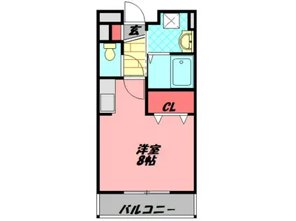 シャペロンヒナタ(ワンルーム/1階)の間取り写真