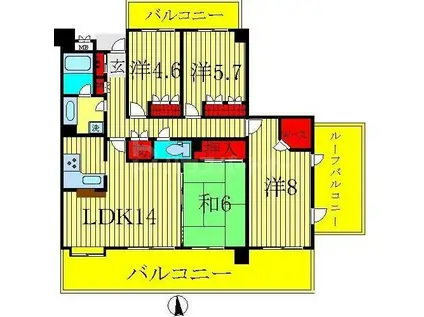 ロイヤルアーク松ヶ丘(4LDK/10階)の間取り写真