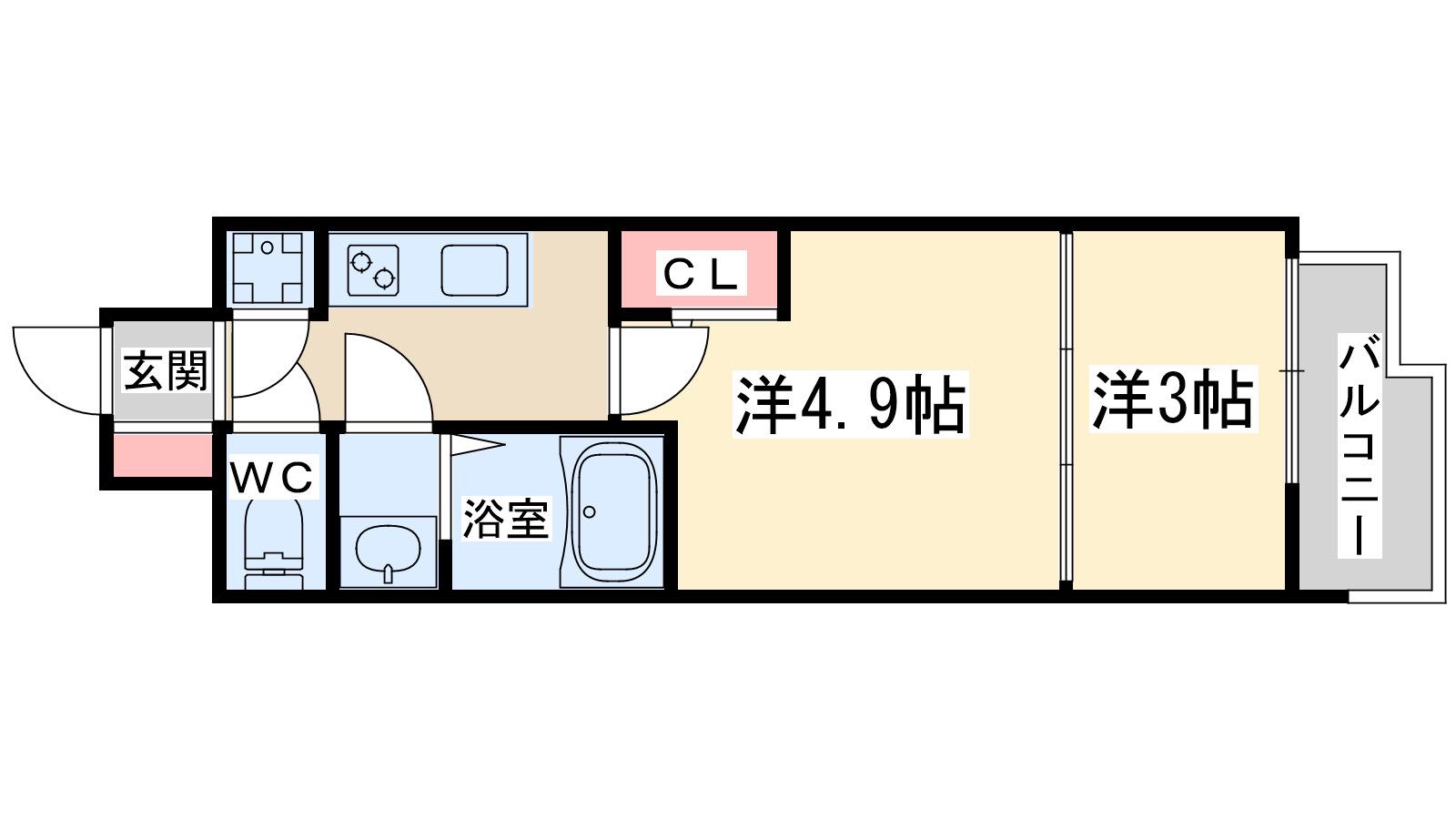 セレニテ東梅田アリエ(2K/9階)の間取り写真