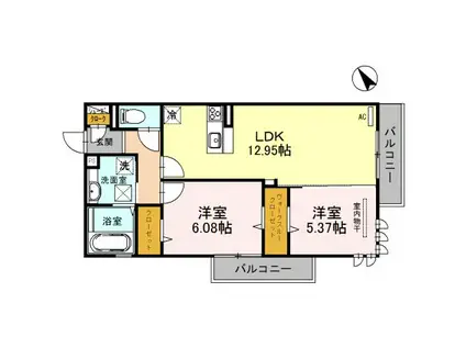 サニーグリーン北喜(2LDK/1階)の間取り写真