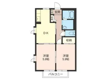 パストラルハイムⅢ(2DK/2階)の間取り写真
