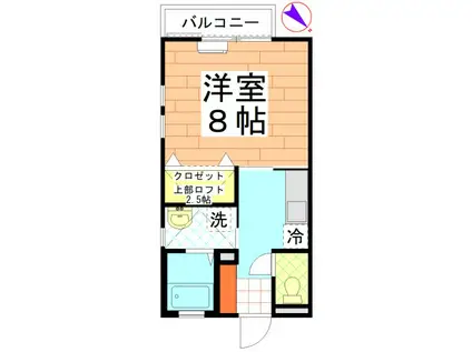 グランヴィル(1K/2階)の間取り写真