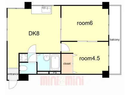 離宮前グリーンハイツ(2DK/2階)の間取り写真