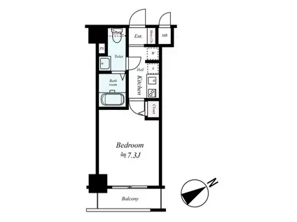 ライジングプレイス桜木町二番館(1K/6階)の間取り写真