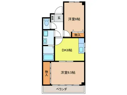 エステート棚瀬(2DK/3階)の間取り写真