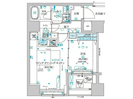 メインステージ横濱真金町(1LDK/8階)の間取り写真