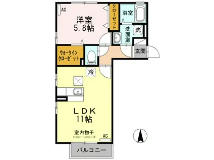 サニープレイス(1LDK/2階)の間取り写真