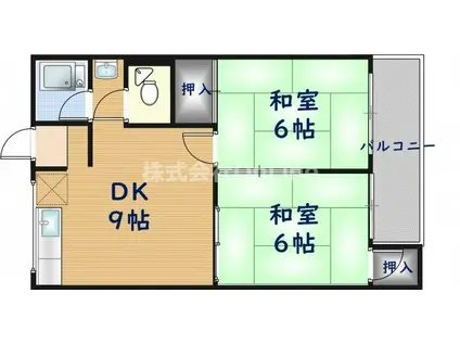 若葉マンション(2DK/4階)の間取り写真