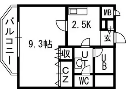 スカイヒルズN15(1K/8階)の間取り写真