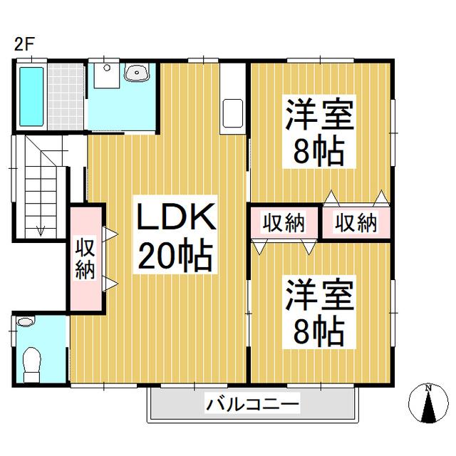 F・Fホーム諏訪形B(2LDK/2階)の間取り写真