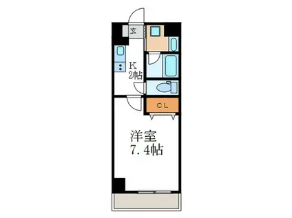 ベラジオ京都一乗寺III(1K/2階)の間取り写真