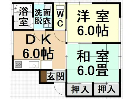 シャトレ―サワイA棟(2DK/2階)の間取り写真