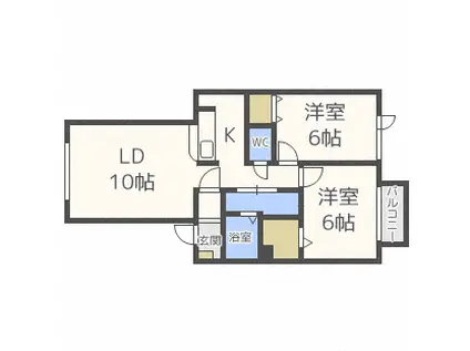 クレール伏古(2LDK/1階)の間取り写真