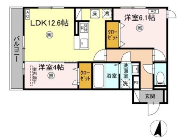 PREMILIFE石垣西(2LDK/2階)の間取り写真
