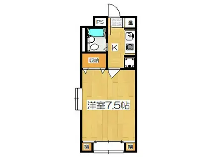 サンライズ大宅(1K/1階)の間取り写真