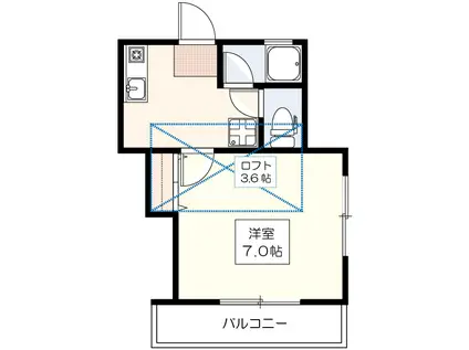フェイス(1K/2階)の間取り写真