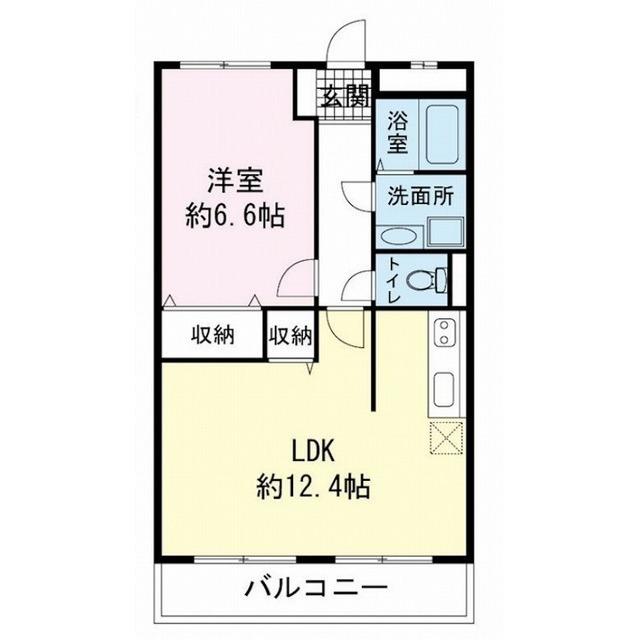 LATTE外原館(1LDK/2階)の間取り写真