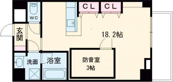 セントフィオーレ松葉(ワンルーム/2階)の間取り写真