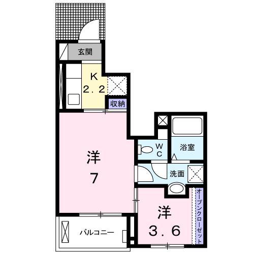 コートハウス安塚(2K/1階)の間取り写真