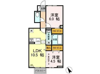 アネトスH(2LDK/1階)の間取り写真