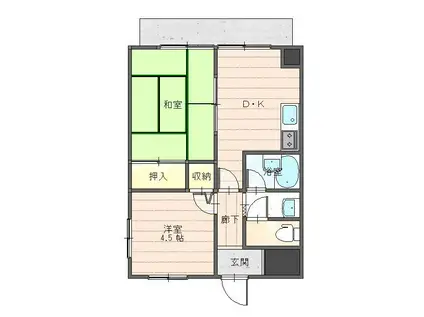 サンファミリー豊岡(2DK/8階)の間取り写真