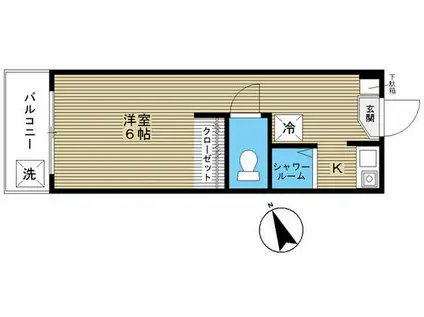 瀬戸ハイツ(ワンルーム/4階)の間取り写真