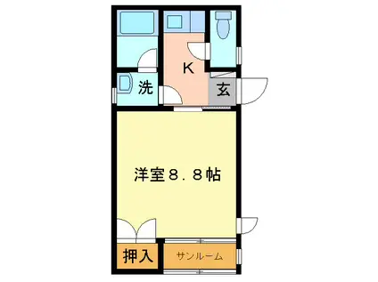 I・Kハイツ(1K/1階)の間取り写真