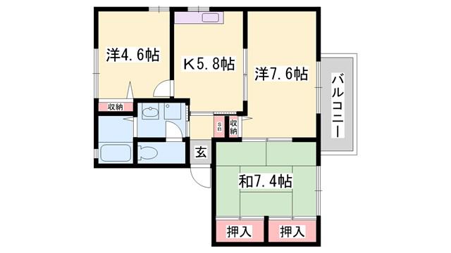 ディアスタツノ(3K/2階)の間取り写真