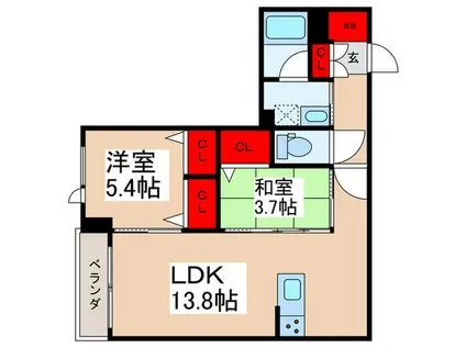 メゾンドフォーゲル(2LDK/1階)の間取り写真