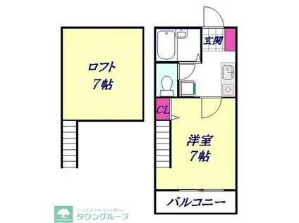 サザンハイツⅡ(1K/1階)の間取り写真