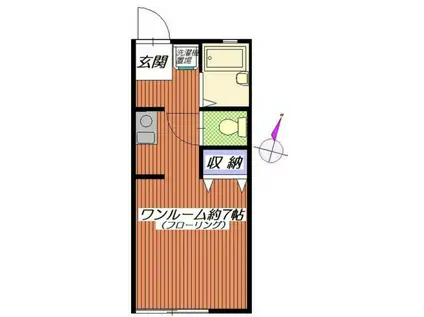 ピュア中里(ワンルーム/1階)の間取り写真