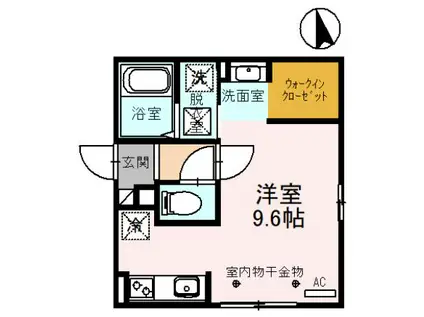イン・ハピネスIV(ワンルーム/1階)の間取り写真