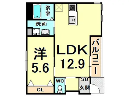 ヴェルジュ(1LDK/1階)の間取り写真