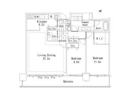 芝浦アイランド ブルームタワー(2LDK/47階)の間取り写真