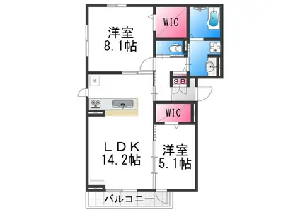 マーリエ三国ヶ丘(2LDK/2階)の間取り写真