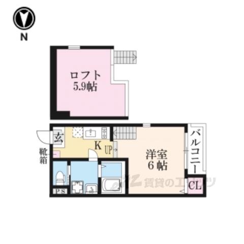 ハーモニーテラスMILETⅡ(1K/2階)の間取り写真