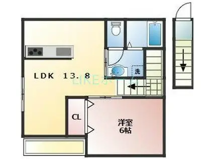 グランベールS6(1LDK/2階)の間取り写真