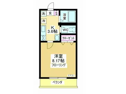 パインズホープ(1K/1階)の間取り写真