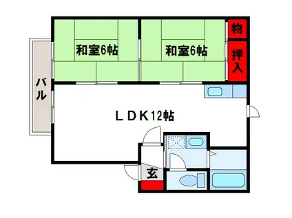 サニーコート筑紫野B(2LDK/1階)の間取り写真
