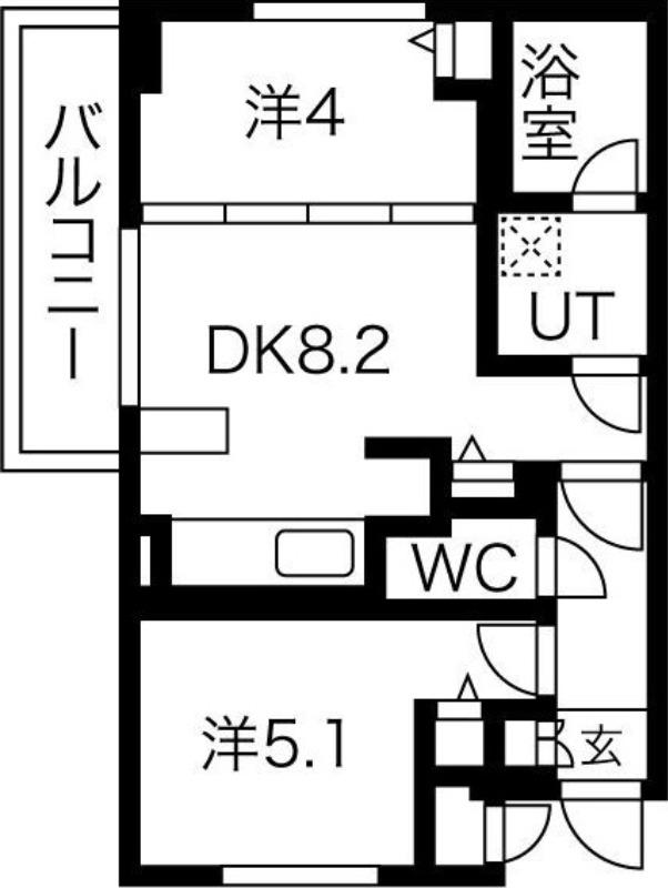 ラ・クラッセ札幌リードスクエア(2LDK/2階)の間取り写真