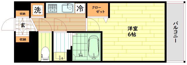 ララプレイス玉造パルク(1K/3階)の間取り写真