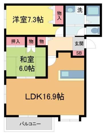 神園町メゾン(2LDK/1階)の間取り写真