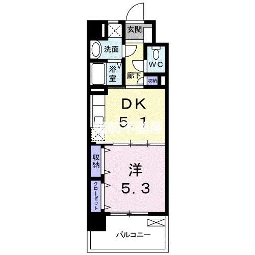 フォーウィルズコートII(1DK/8階)の間取り写真